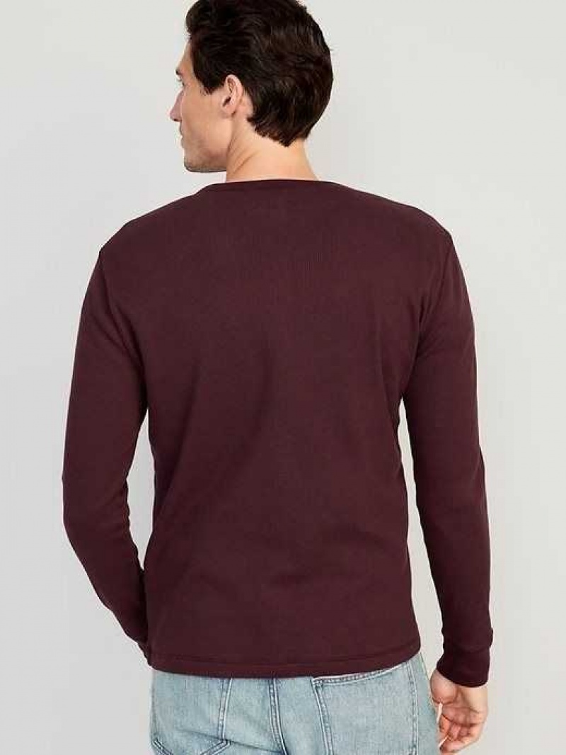 Old Navy Waffle-Knit Henley T-Shirt Red | ISG849765