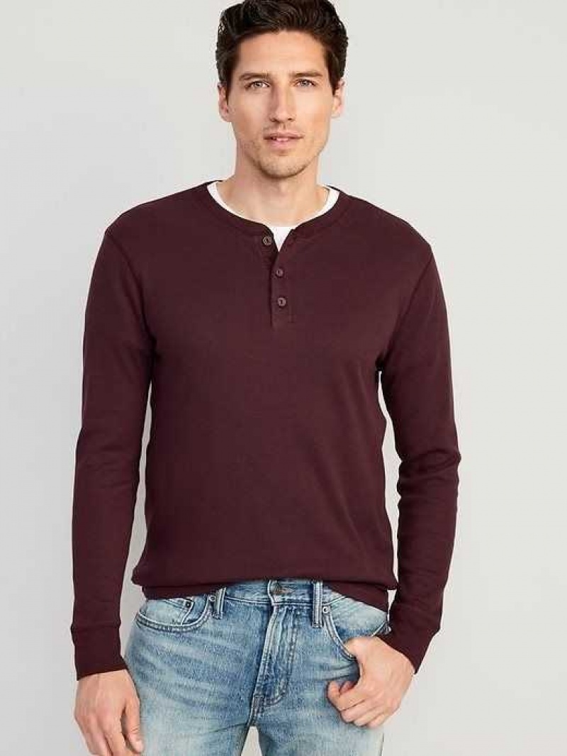 Old Navy Waffle-Knit Henley T-Shirt Red | ISG849765