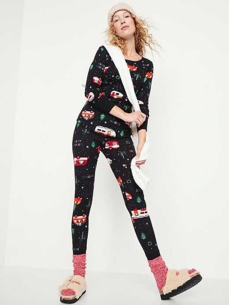 Old Navy Waffle-Knit Pajama Leggings Holiday Campers | QVI815942