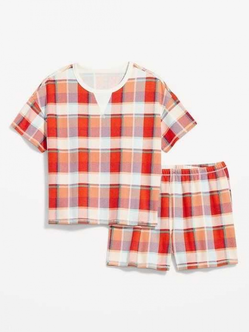 Old Navy Waffle-Knit Pajama Shorts Set Red | MIV637058