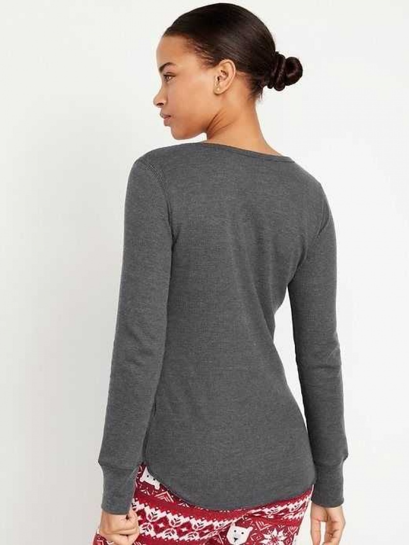 Old Navy Waffle-Knit Pajama Top Dark Grey | XNV947123