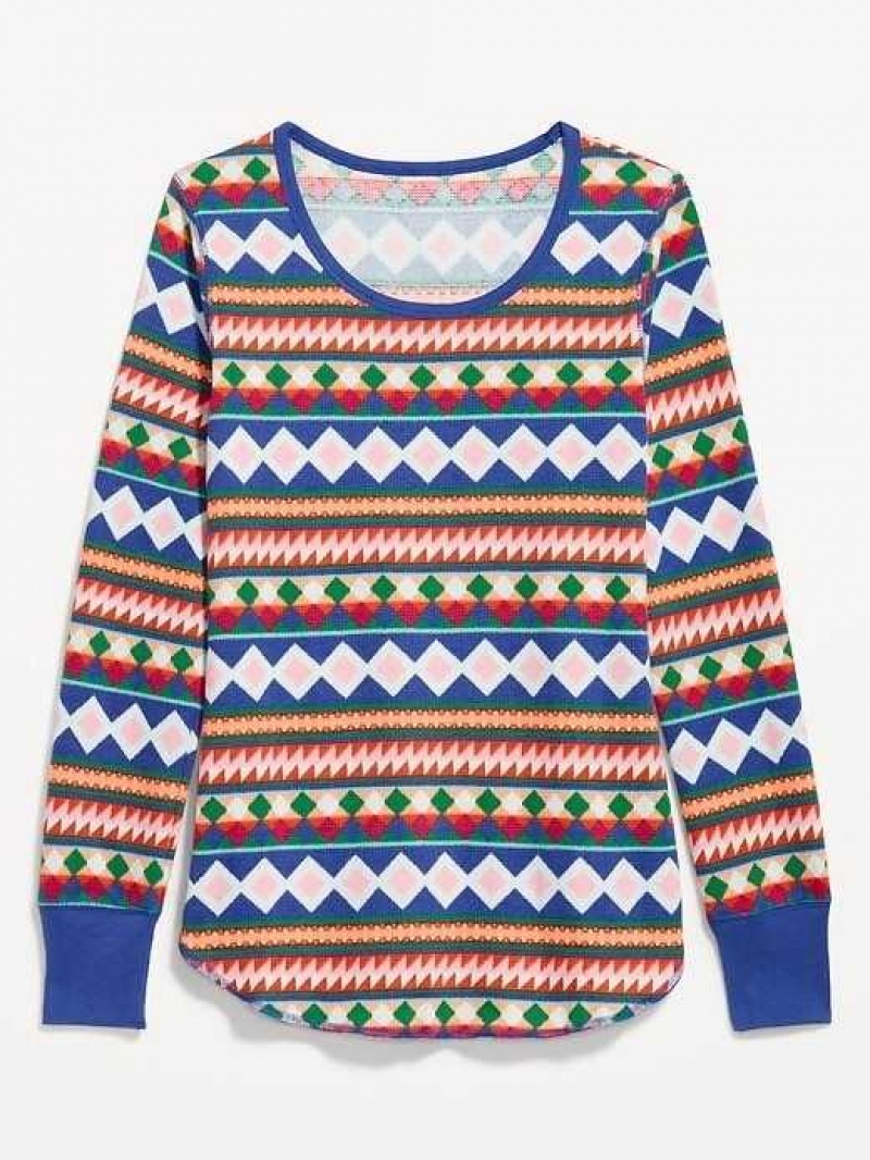 Old Navy Waffle-Knit Pajama Top Geo Fair Isle | ZVM052196