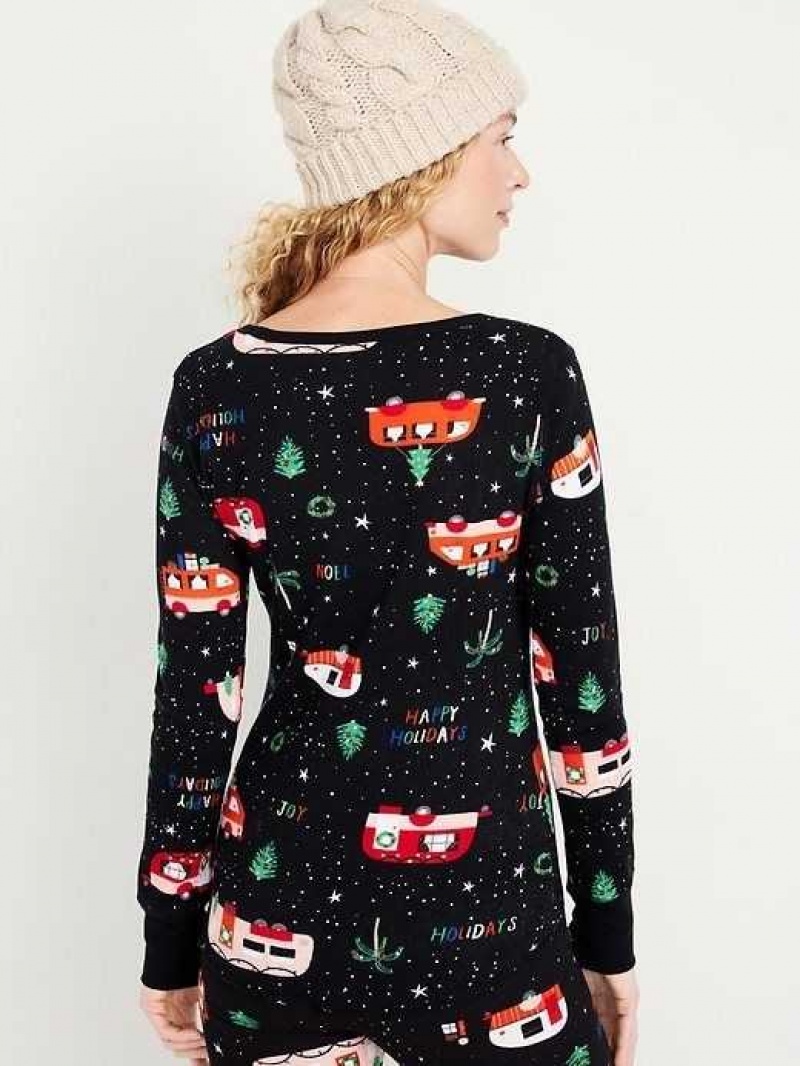 Old Navy Waffle-Knit Pajama Top Holiday Campers | JKA418592