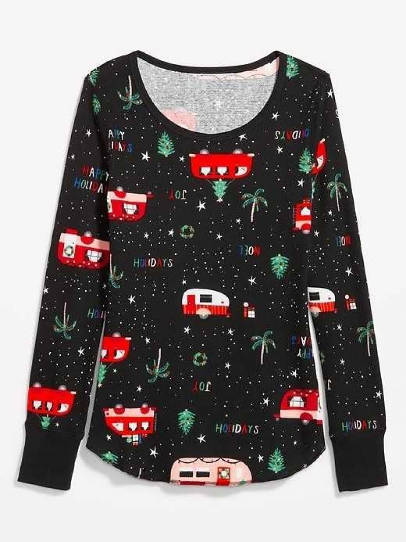 Old Navy Waffle-Knit Pajama Top Holiday Campers | JKA418592