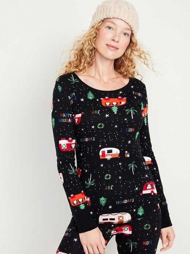 Old Navy Waffle-Knit Pajama Top Holiday Campers | JKA418592