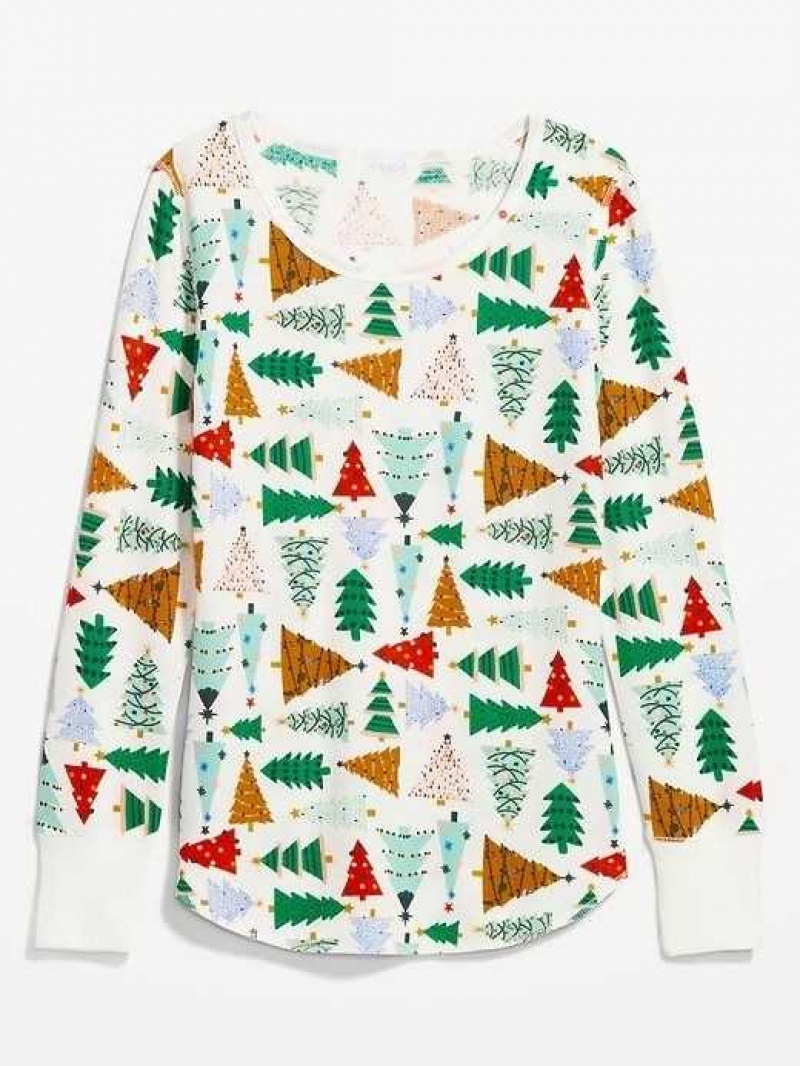 Old Navy Waffle-Knit Pajama Top O Christmas Tree | XNI847950