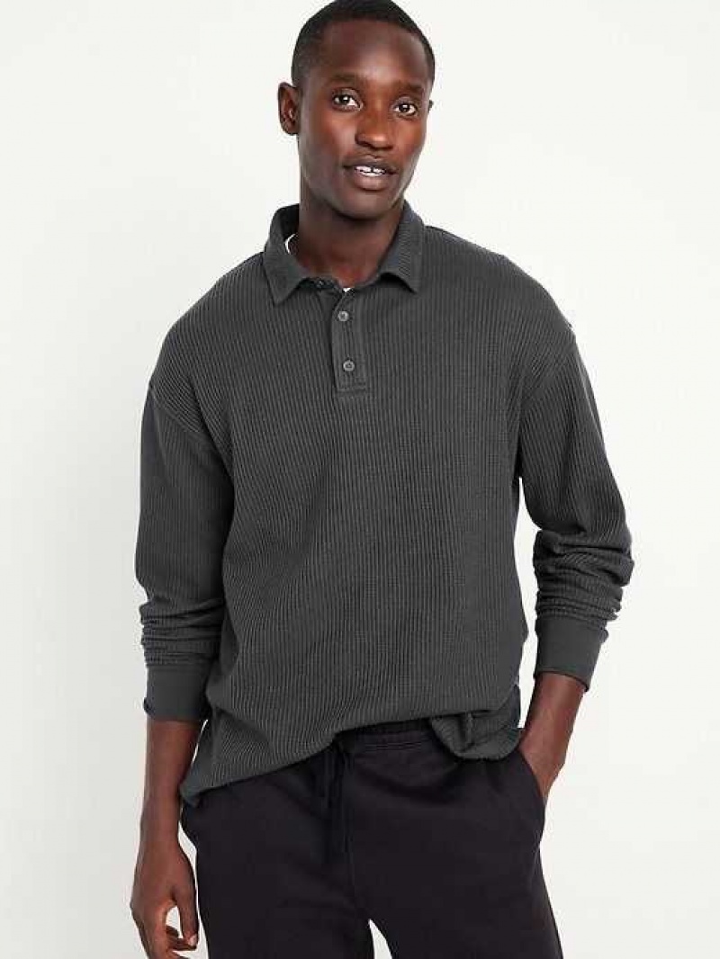 Old Navy Waffle-Knit Polo Sweater Panther | PRD502719