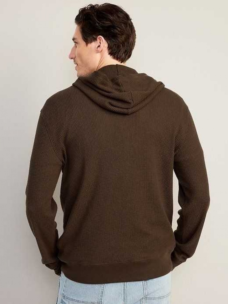 Old Navy Waffle-Knit Pullover Hoodie Coffee | SJE916584