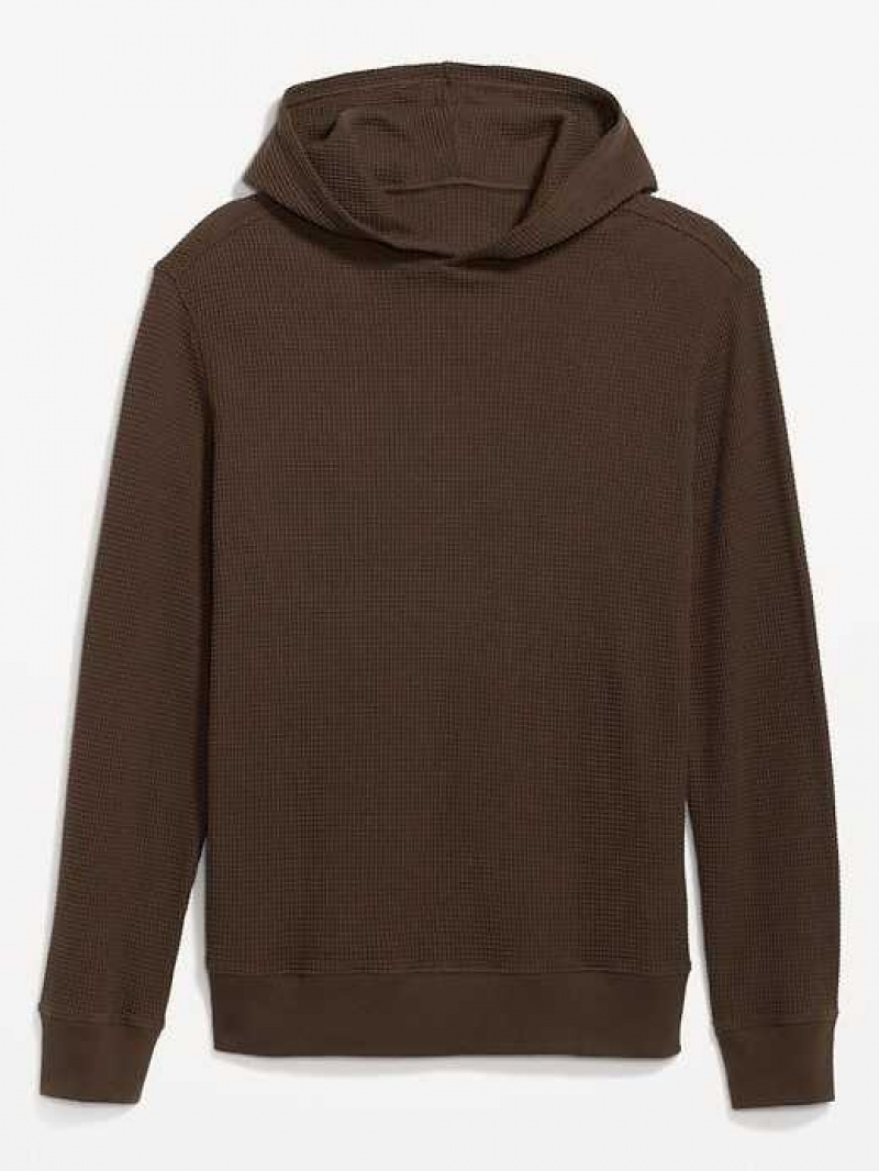 Old Navy Waffle-Knit Pullover Hoodie Coffee | SJE916584