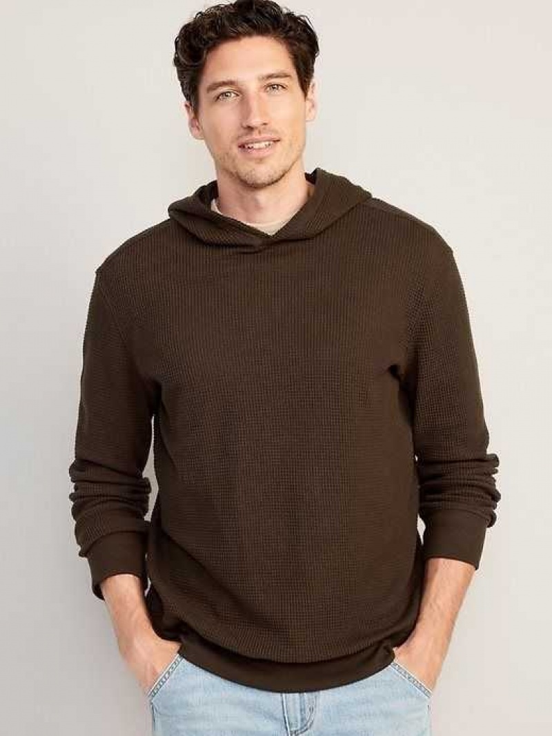 Old Navy Waffle-Knit Pullover Hoodie Coffee | SJE916584