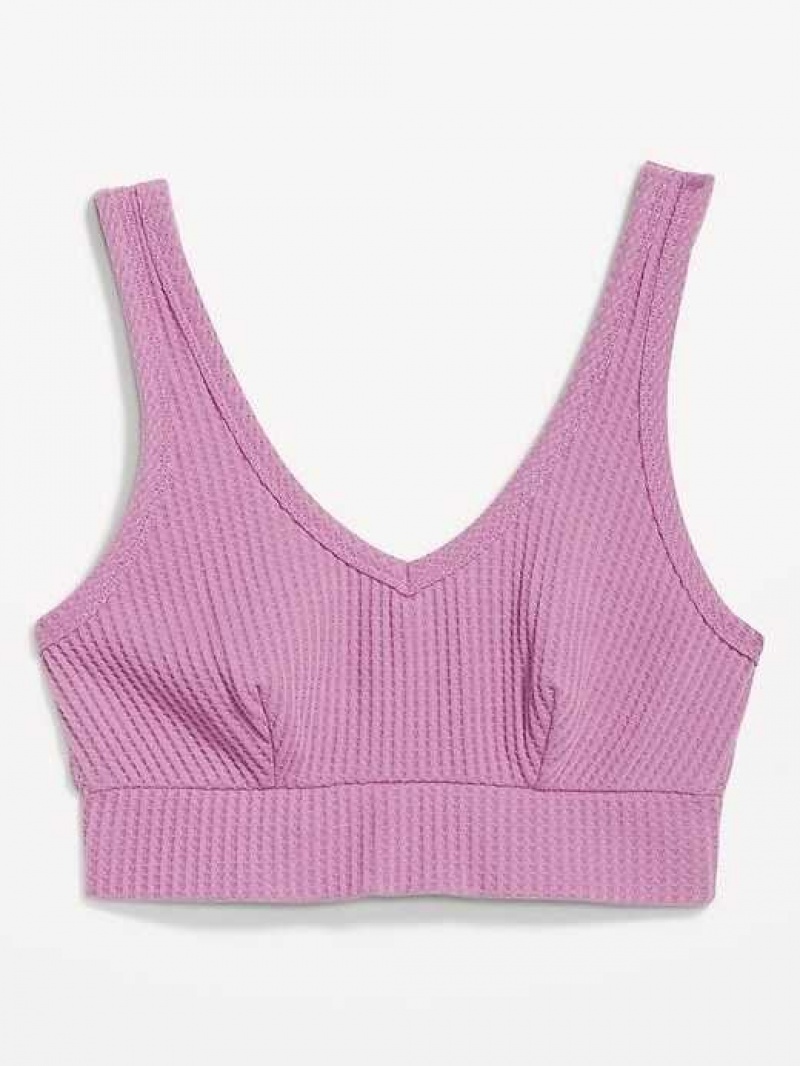 Old Navy Waffle-Knit V-Neck Pajama Bralette Top Purple | WKX318549