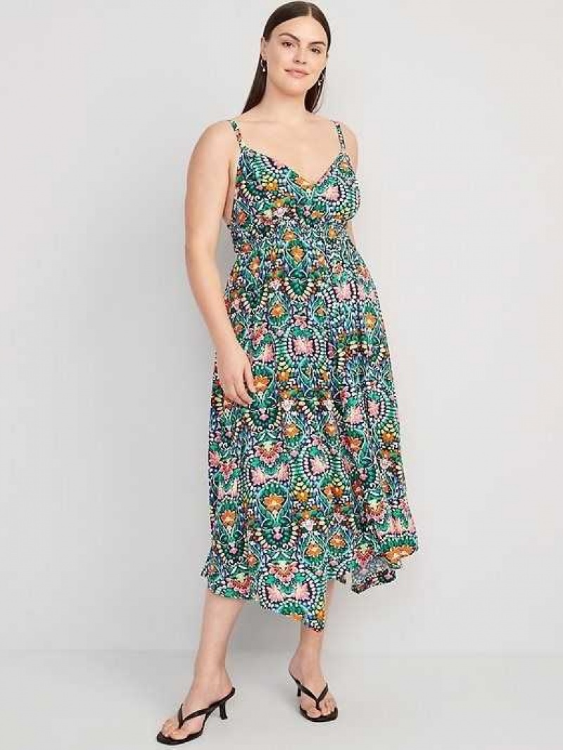 Old Navy Waist-Defined Sleeveless Matching-Print Maxi Dress Blue | WQA930847