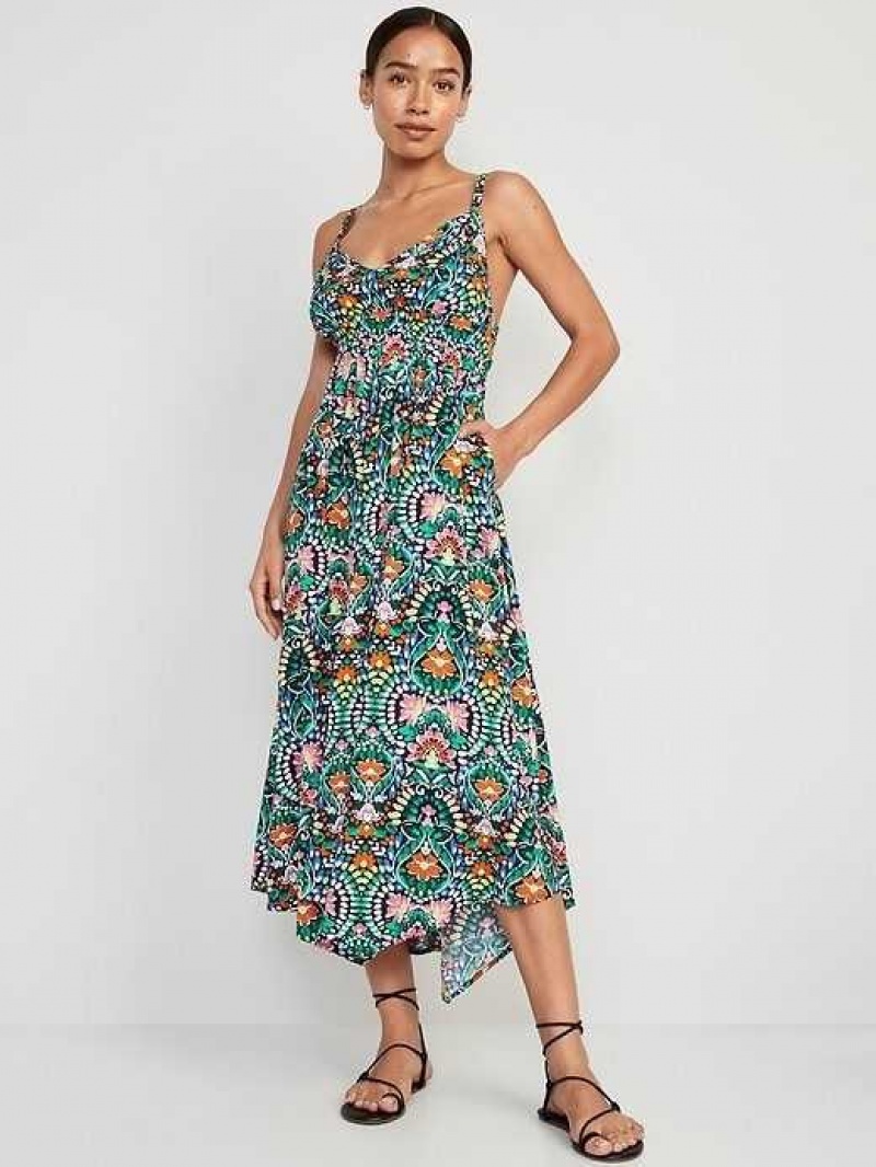 Old Navy Waist-Defined Sleeveless Matching-Print Maxi Dress Blue | WQA930847