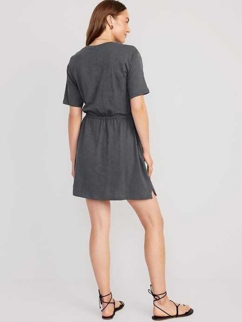 Old Navy Waist-Defined Slub-Knit Mini Dress Panther | HMQ708943