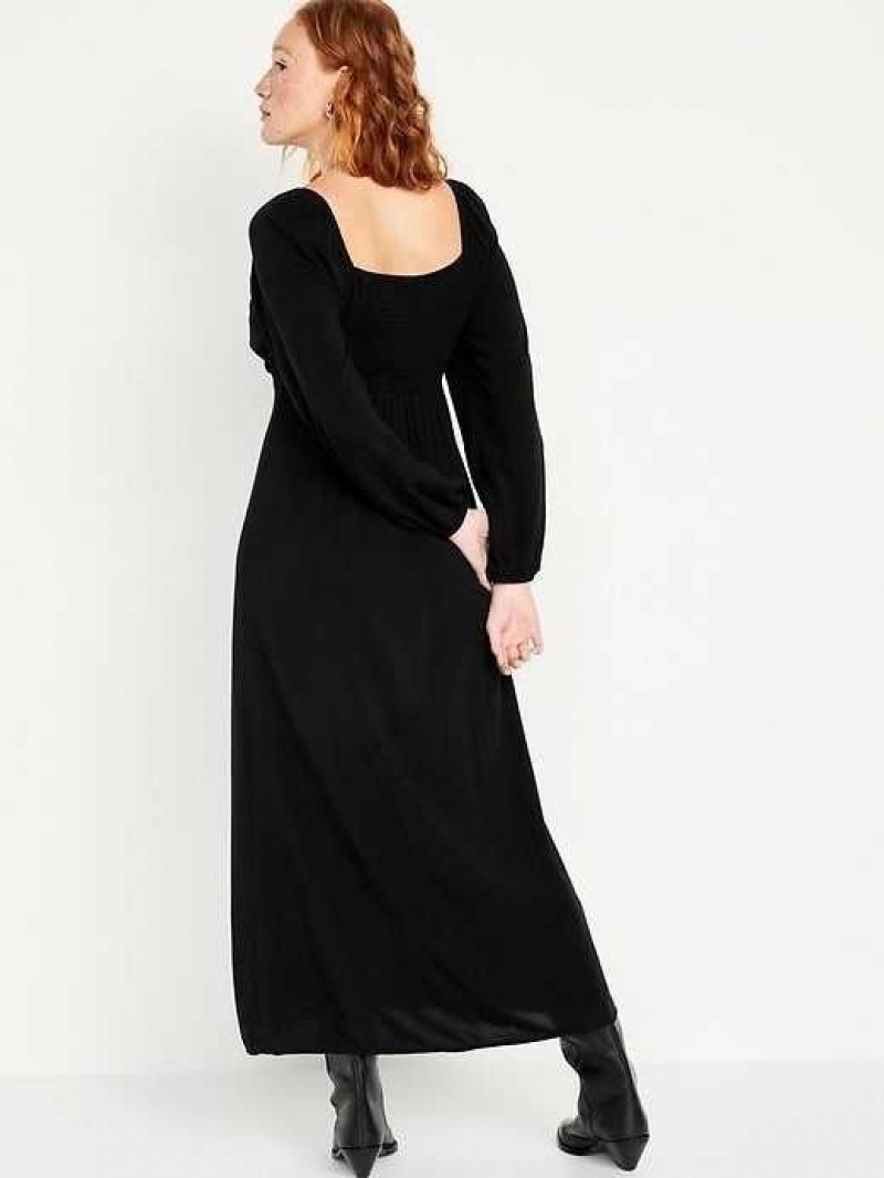 Old Navy Waist-Defined Square-Neck Maxi Dress Black | UHQ013864