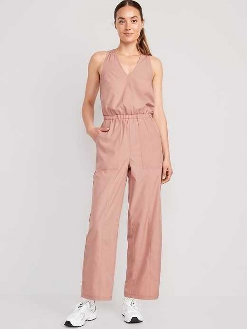 Old Navy Waist-Defined StretchTech Jumpsuit Pink Light Blue | YBO723401