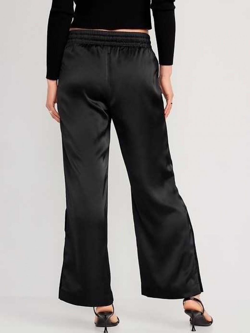 Old Navy Wide-Leg Satin Track Pants Black | RLJ579384