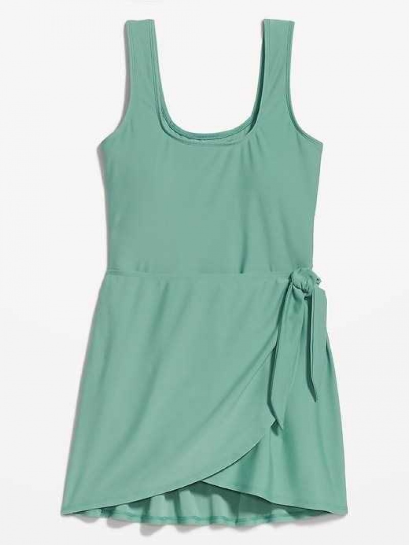 Old Navy Wrap-Front Swimsuit Dress Green | UIL901256