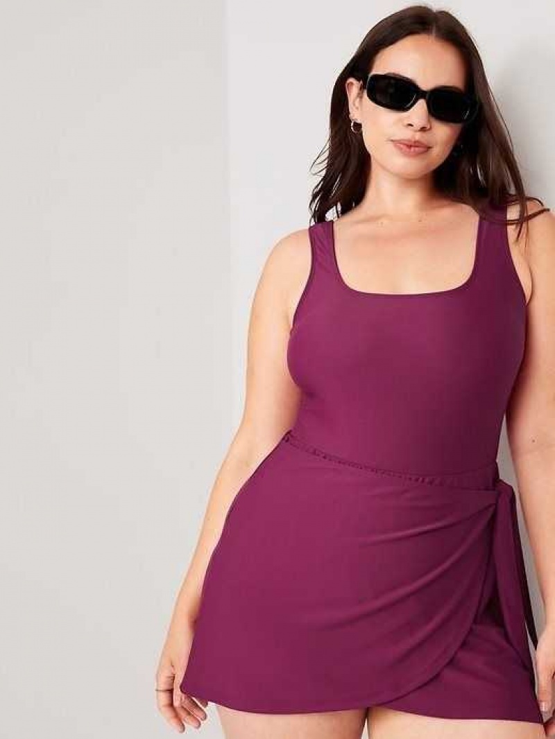 Old Navy Wrap-Front Swimsuit Dress Purple | WIJ820495