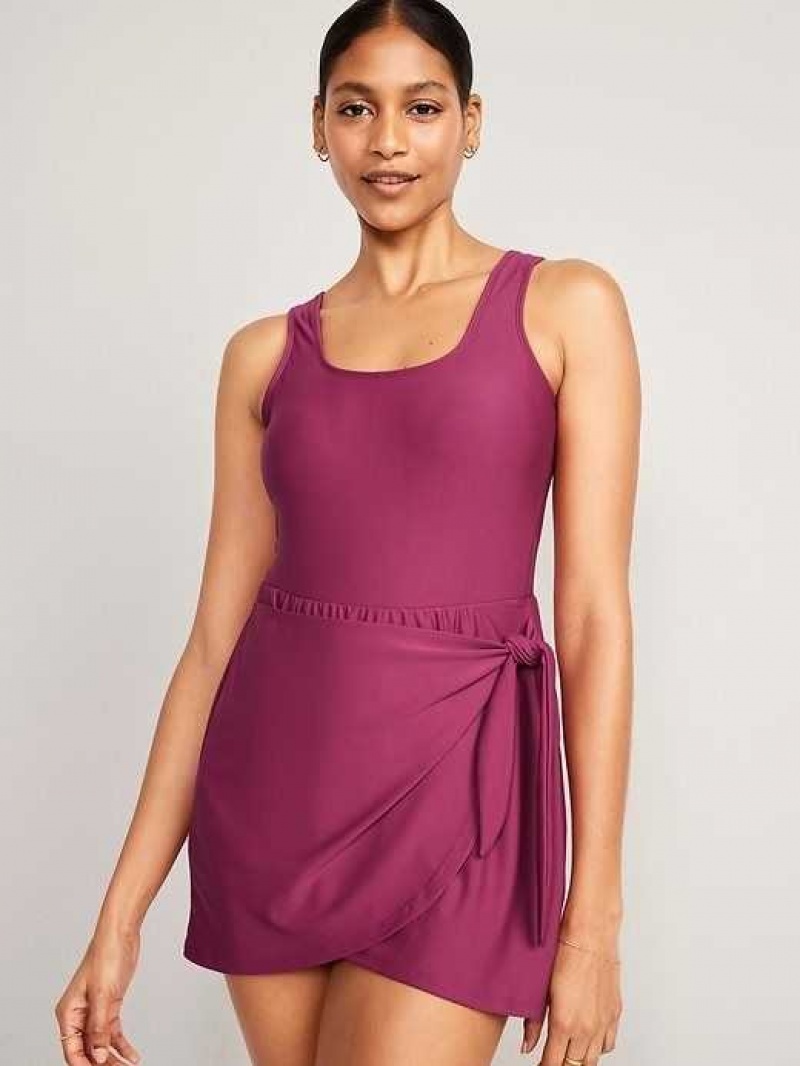 Old Navy Wrap-Front Swimsuit Dress Purple | WIJ820495