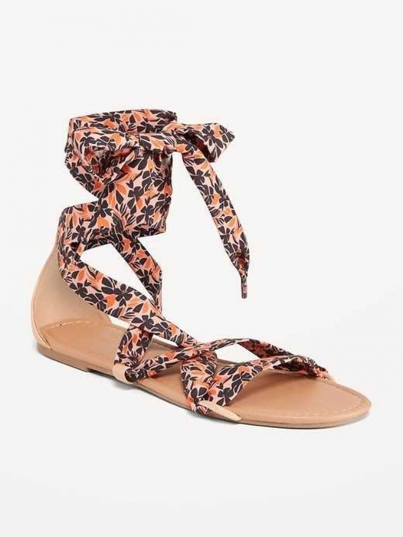 Old Navy Wrap-Tie Scarf Sandal Warm Floral Top | YXN016387